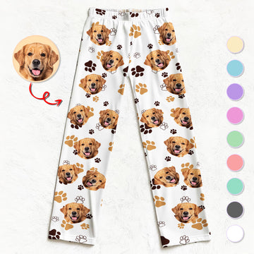 Personalized Pet Pajama Pants – Custom Dog or Cat Face Lounge Pants - Style 4