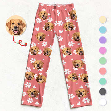 Personalized Pet Pajama Pants – Custom Dog or Cat Face Lounge Pants - Style 5