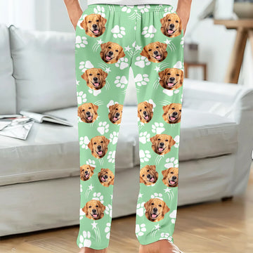 Personalized Pet Pajama Pants – Custom Dog or Cat Face Lounge Pants - Style 3