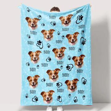 Colorful Upload Pet Image Blanket - Gift For Dog Lovers TeeInBlue