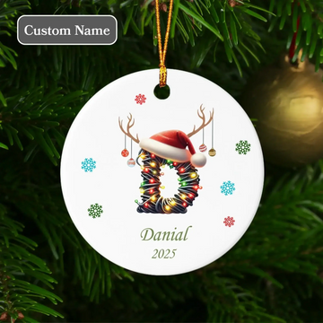 Custom Ceramic Ornament - Personalized Letter Name for Christmas -1