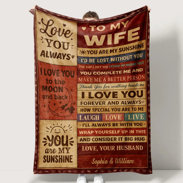Anniversary Gifts for Wife from Husband – Personalized “To My Wife” Blanket