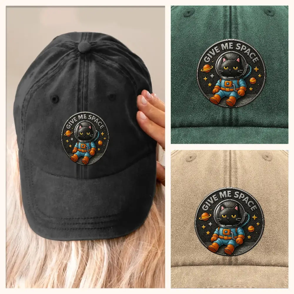 “Cat Astronaut” Funny Jokes Ball Cap – Space Cat with Glasses