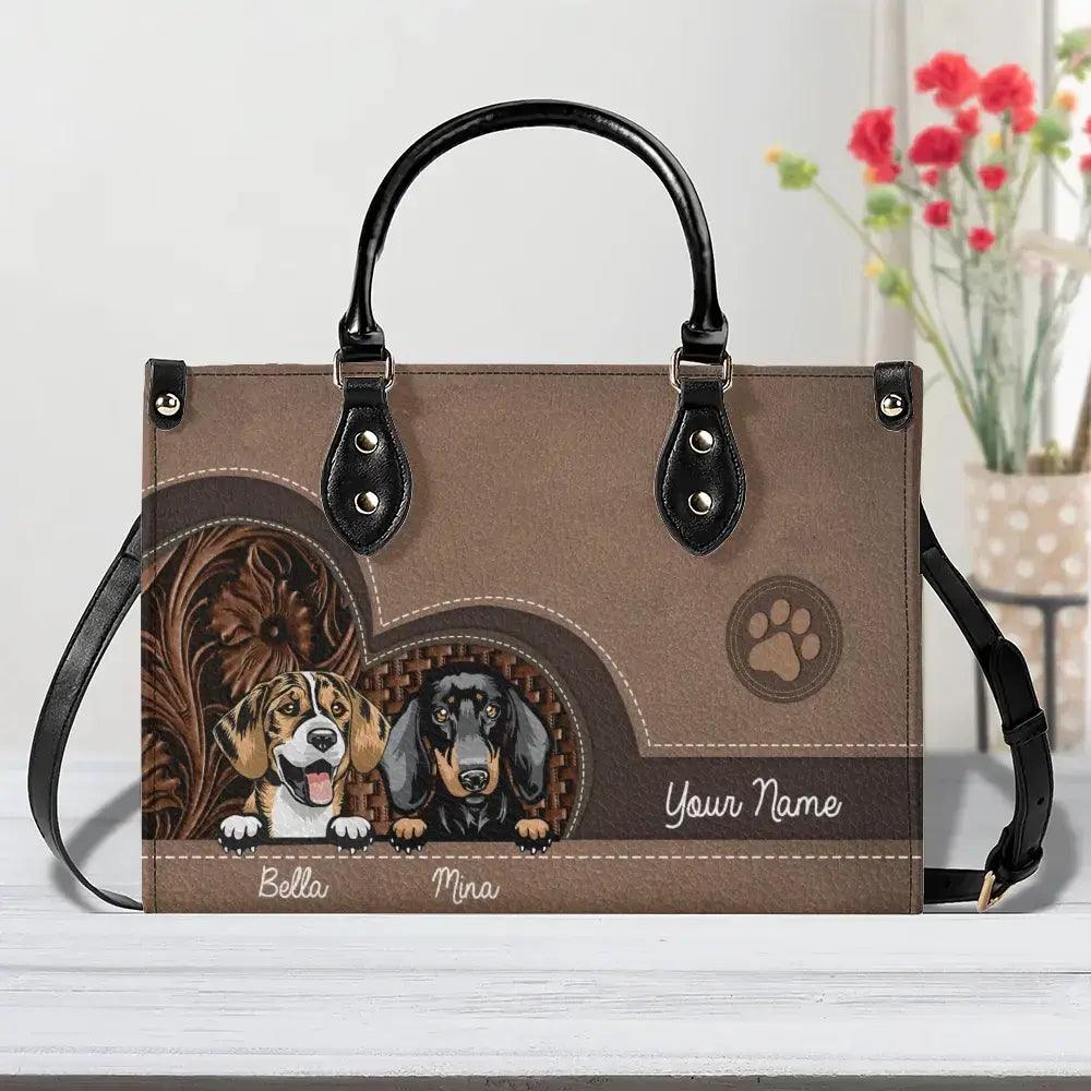 Custom Leather Handbag 'Always by Your Side' - Personalized Dog Leather Handbag - Ideal Gift for Dog Lovers