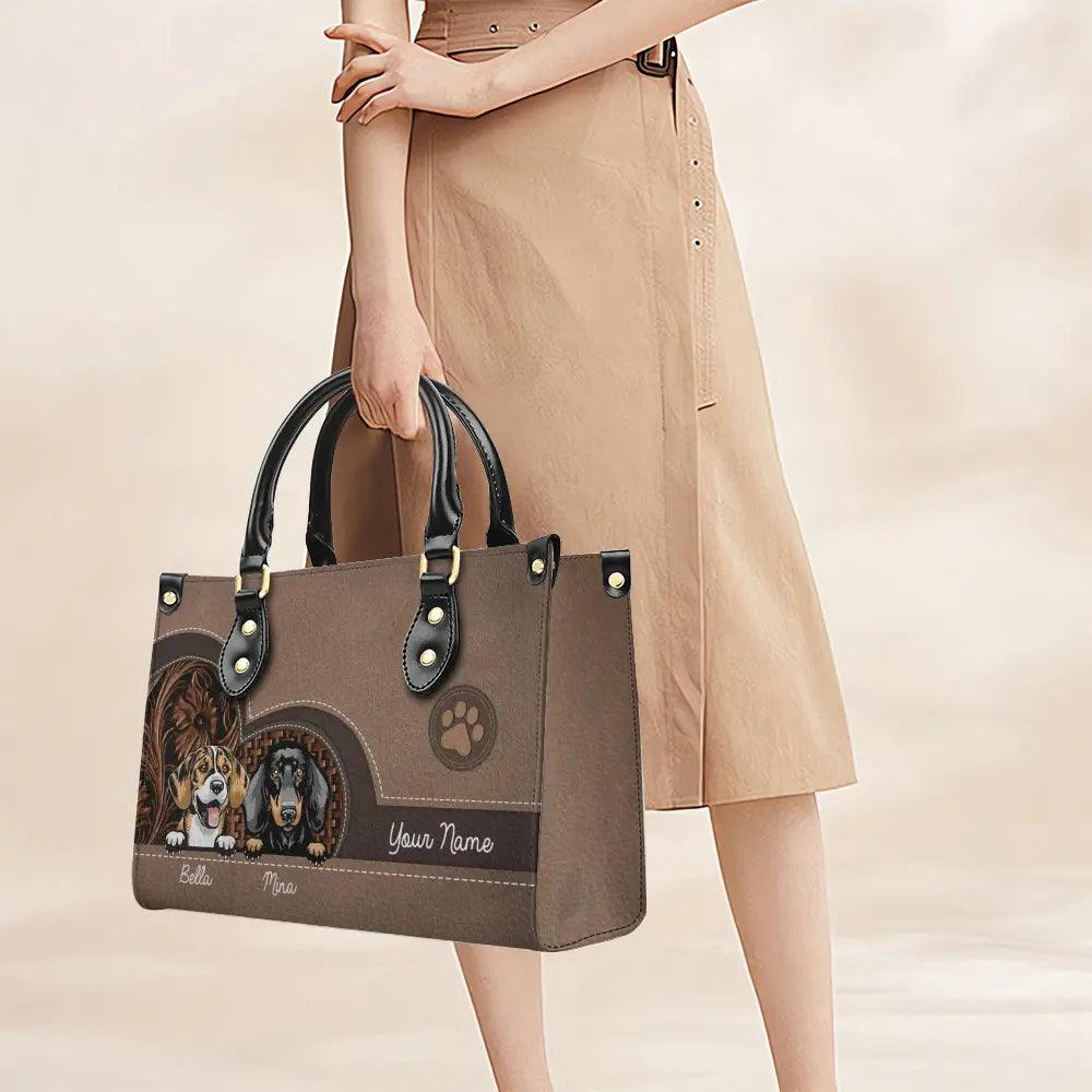 Custom Leather Handbag 'Always by Your Side' - Personalized Dog Leather Handbag - Ideal Gift for Dog Lovers