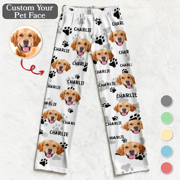 Personalized Christmas Pajama Pants with Custom Pet Face Photos – Perfect Gift for Pet Lovers