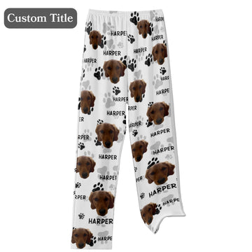 Personalized Christmas Pajama Pants with Custom Pet Face Photos – Perfect Gift for Dog & Cat Lovers