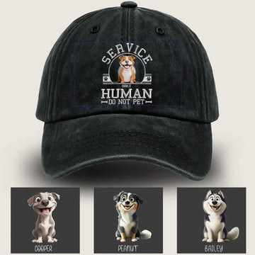 Service Human - Do Not Pet Custom Dog Hat – Personalized Washed Denim Cap for Dog Lovers, Funny Pet Owner Gift Printbelle