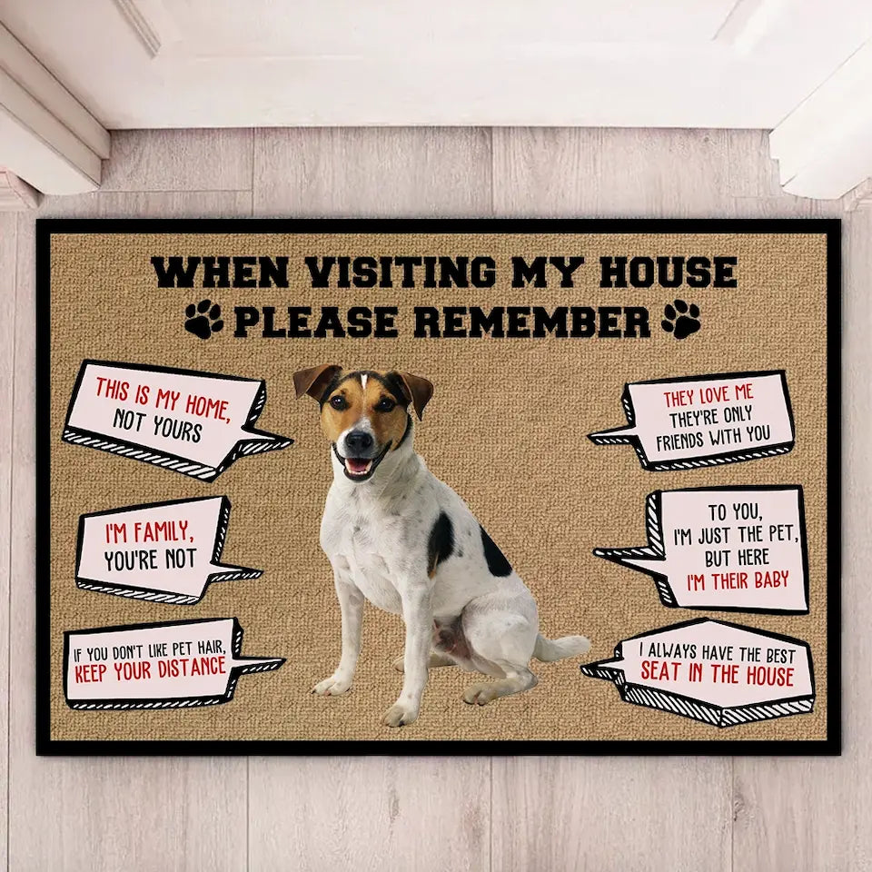 Welcome Home with Love: Personalized 'Remember When Visiting Our House' Decorative Doormat - Gift for Dog Lovers, Gift for Pet Lovers