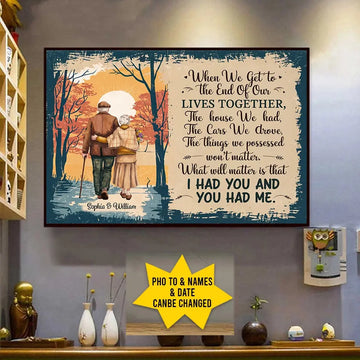 Personalized poster of old couple holding hands