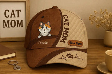 Personalized Cat Mom Hat with Pet Name Charlie – Custom Gift for Pet Lovers, Perfect for Cat Owners – Duconspace Lifestyle Scene