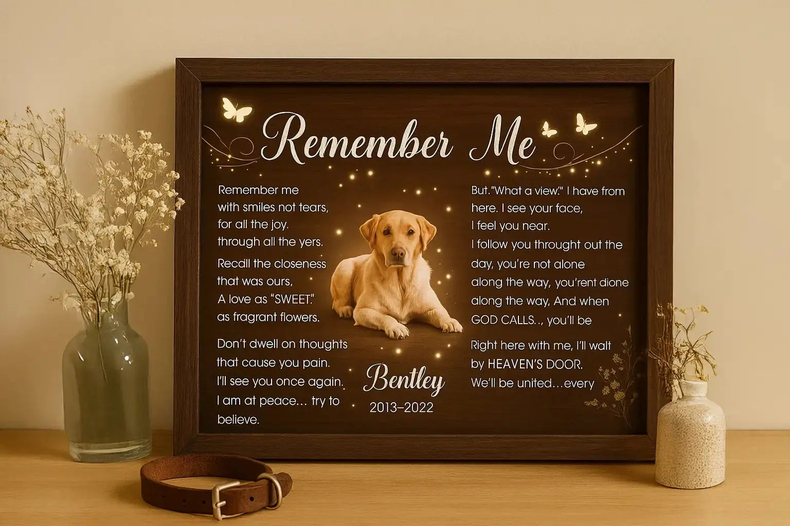 Personalized Dog Memorial Poster – “Remember Me” Pet Loss Gift with Custom Pet Name and Years – Thoughtful Tribute for Dog Lovers by Duconspace