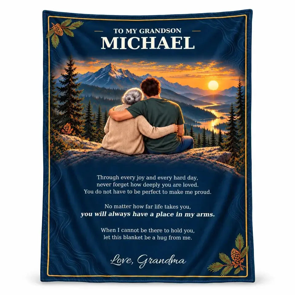 Blanket Custom Pocket Hug Birthday Gift For Grandson Duconspace