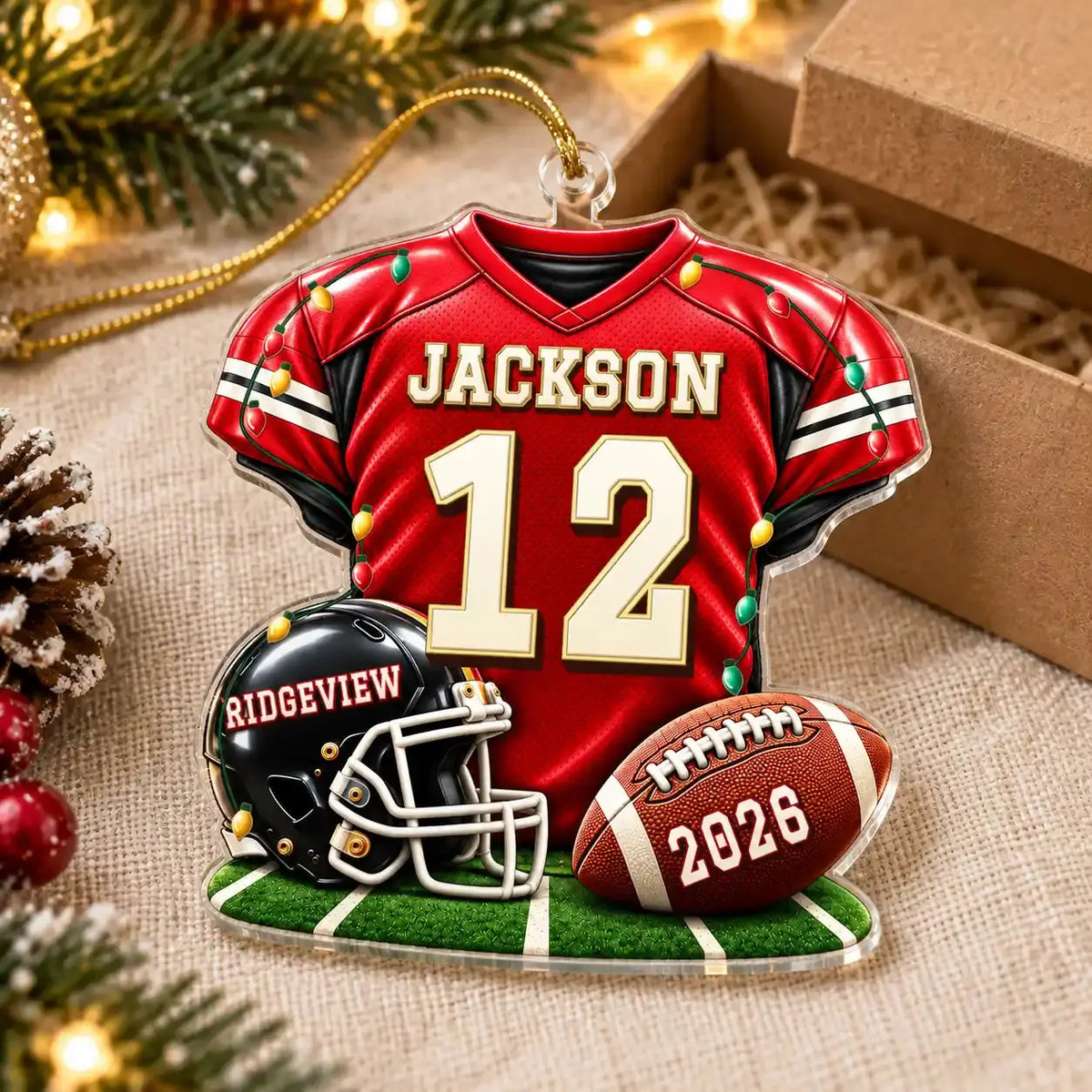 Personalized football ornament holiday gift