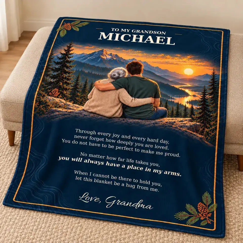 Blanket Custom Pocket Hug Birthday Gift For Grandson Duconspace