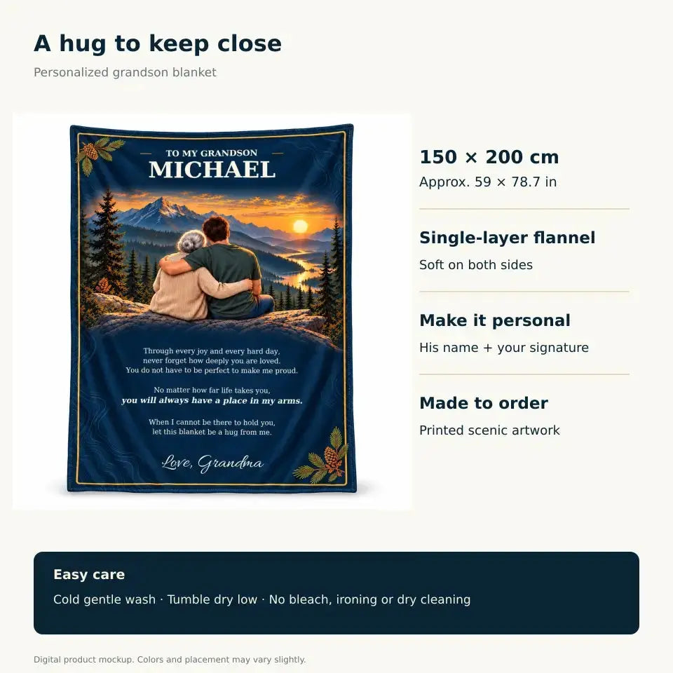 Blanket Custom Pocket Hug Birthday Gift For Grandson Duconspace