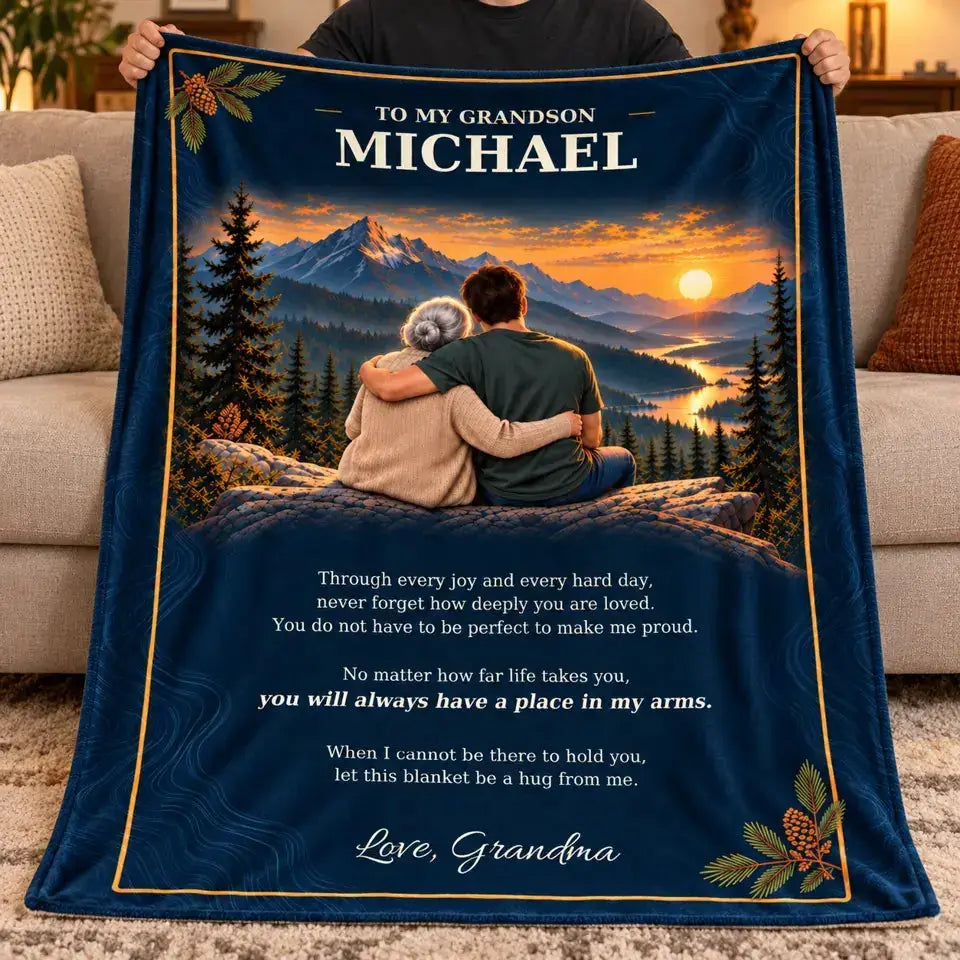 Blanket Custom Pocket Hug Birthday Gift For Grandson Duconspace