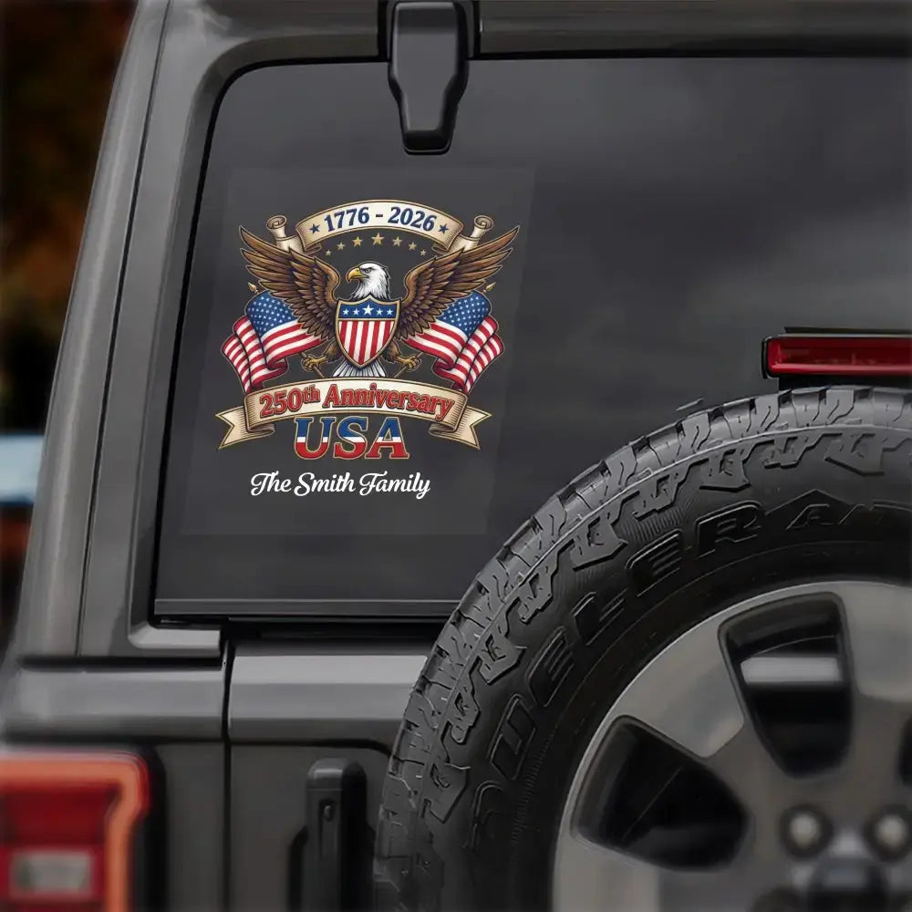 1776–2026 USA 250th Anniversary Personalized Car Decal Duconspace