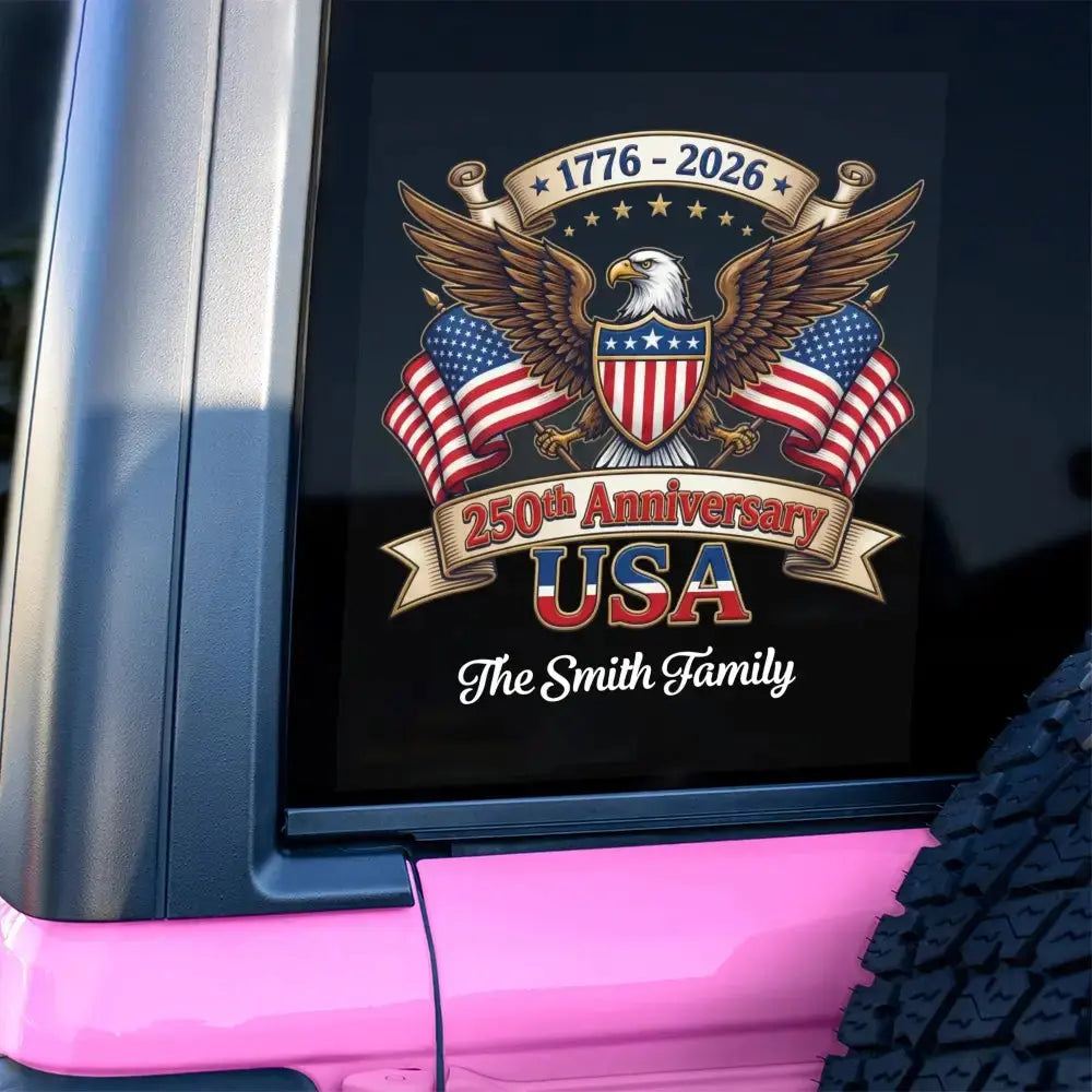 1776–2026 USA 250th Anniversary Personalized Car Decal Duconspace