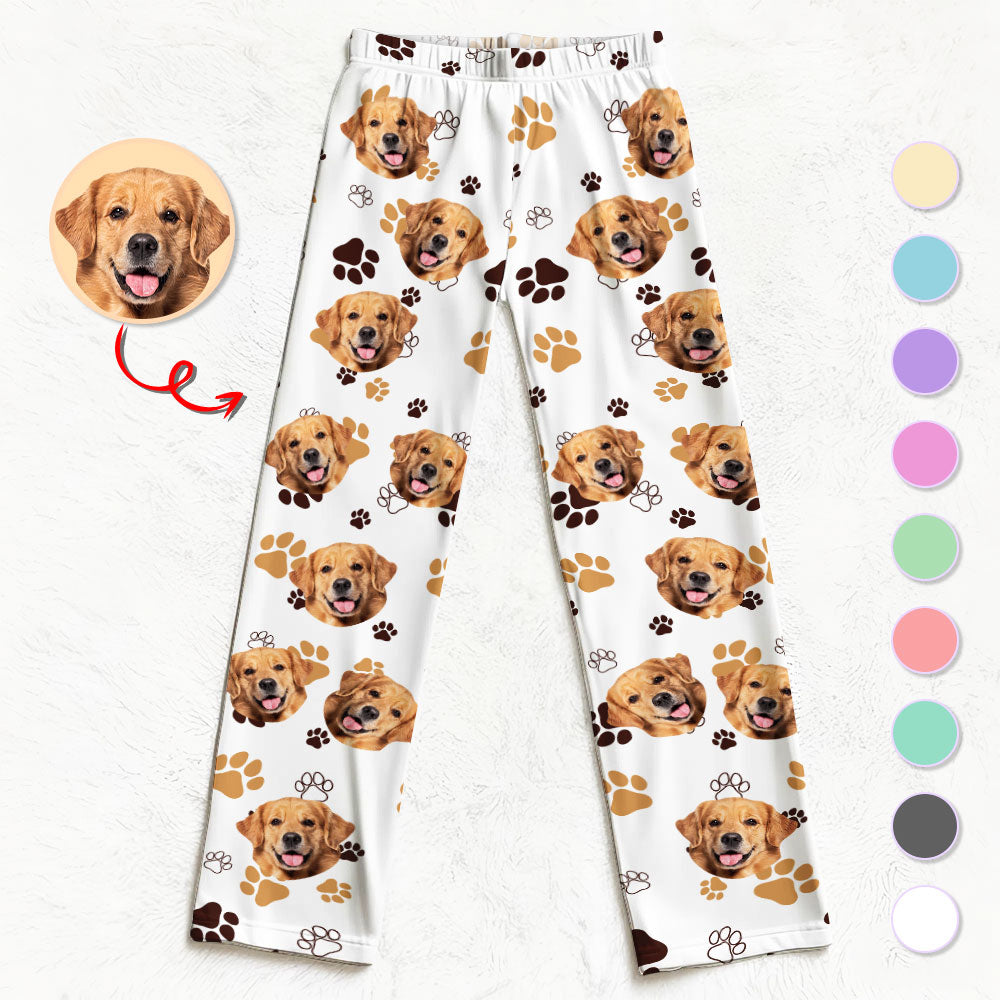 Personalized Pet Pajama Pants – Custom Dog or Cat Face Lounge Pants - Style 4