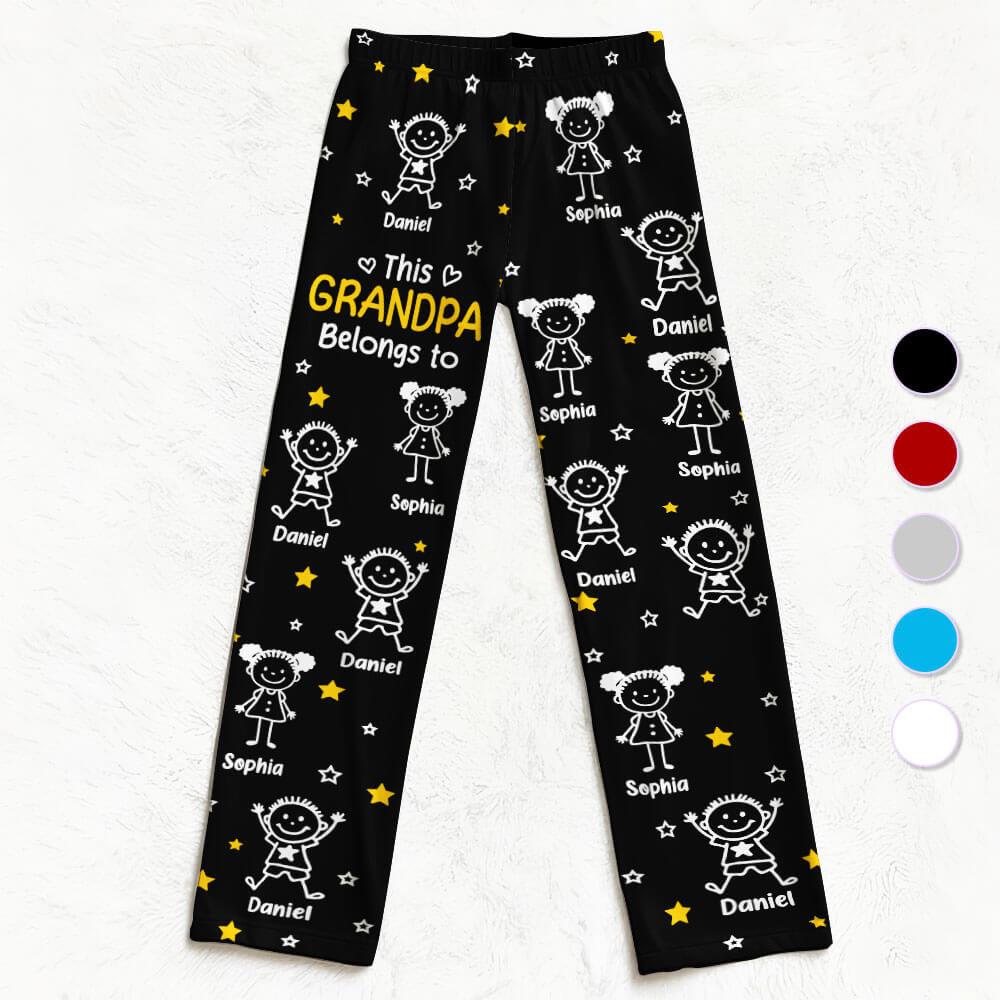 This Grandpa Belongs to - Personalized Pajama Pants, Gift for Grandpa, Dad