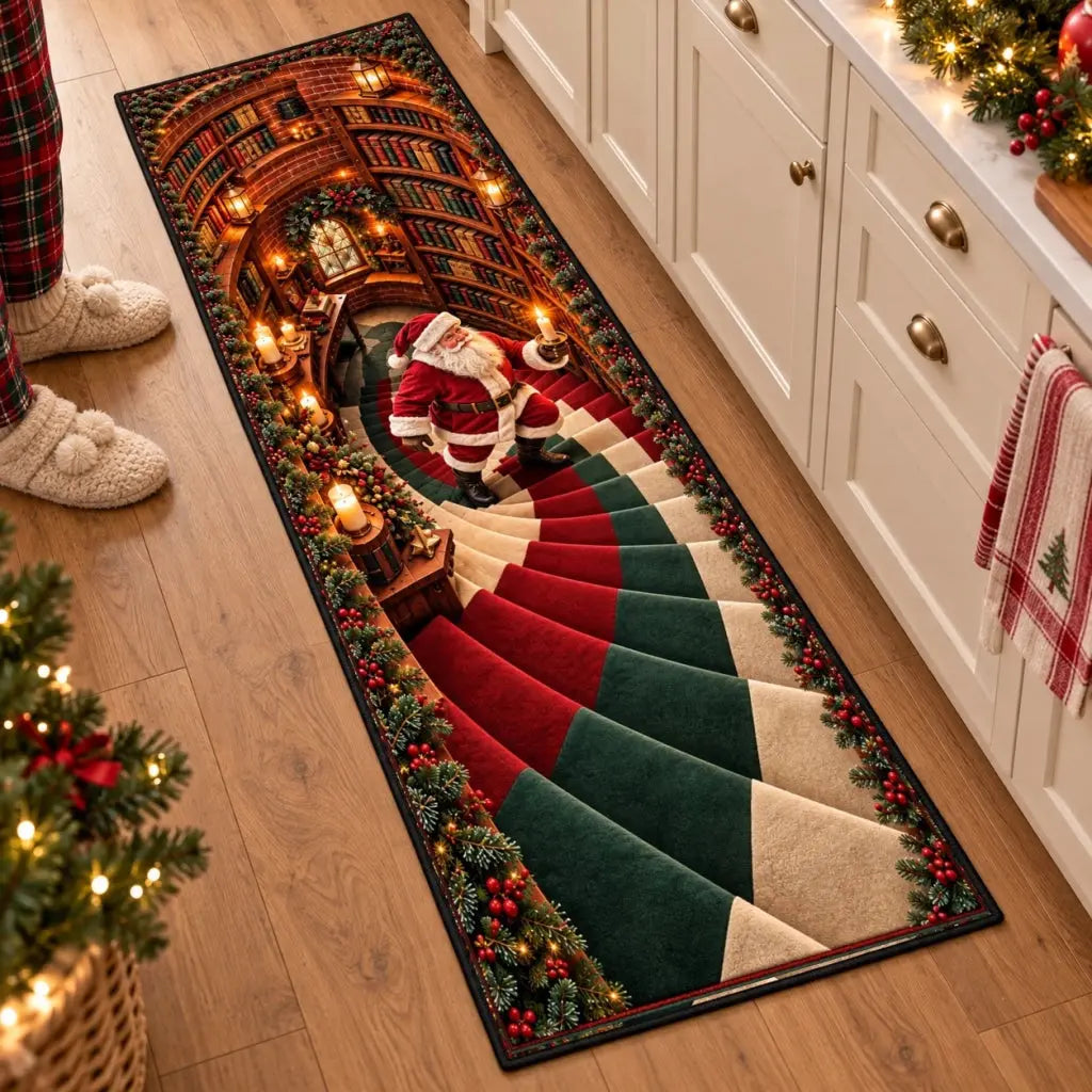 Christmas 3D runner rug in the kitchen