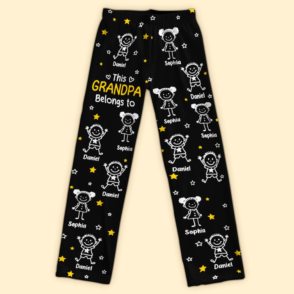 This Grandpa Belongs to - Personalized Pajama Pants, Gift for Grandpa, Dad