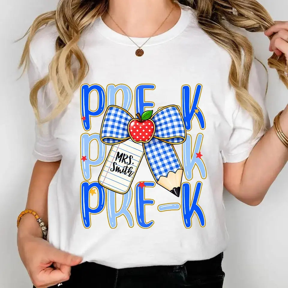 Back To School Personalized Teacher Bow T-Shirt