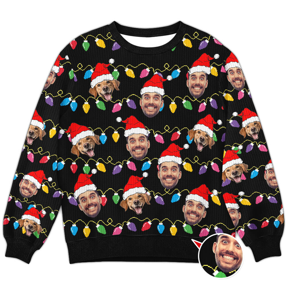 Custom Face Christmas Ugly Sweater - Personalize Funny Sweatshirt for Family/friends Gifts