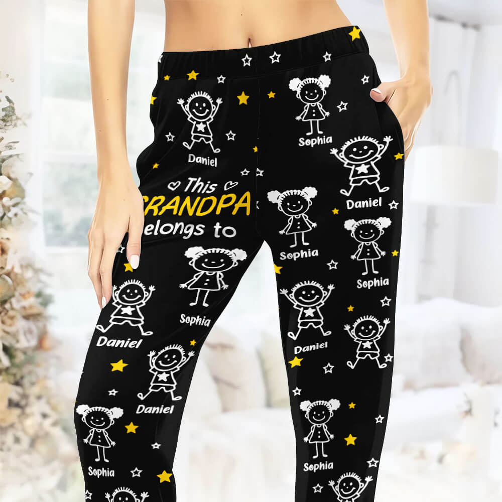 This Grandpa Belongs to - Personalized Pajama Pants, Gift for Grandpa, Dad