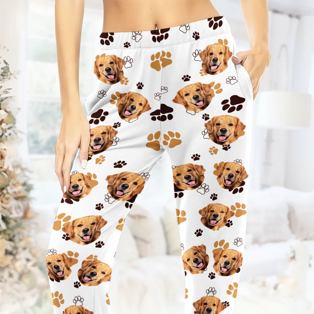 Personalized Pet Pajama Pants – Custom Dog or Cat Face Lounge Pants - Style 4