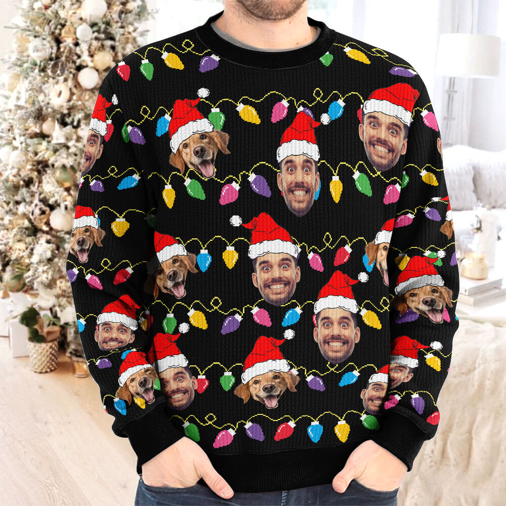 Custom Face Christmas Ugly Sweater - Personalize Funny Sweatshirt for Family/friends Gifts