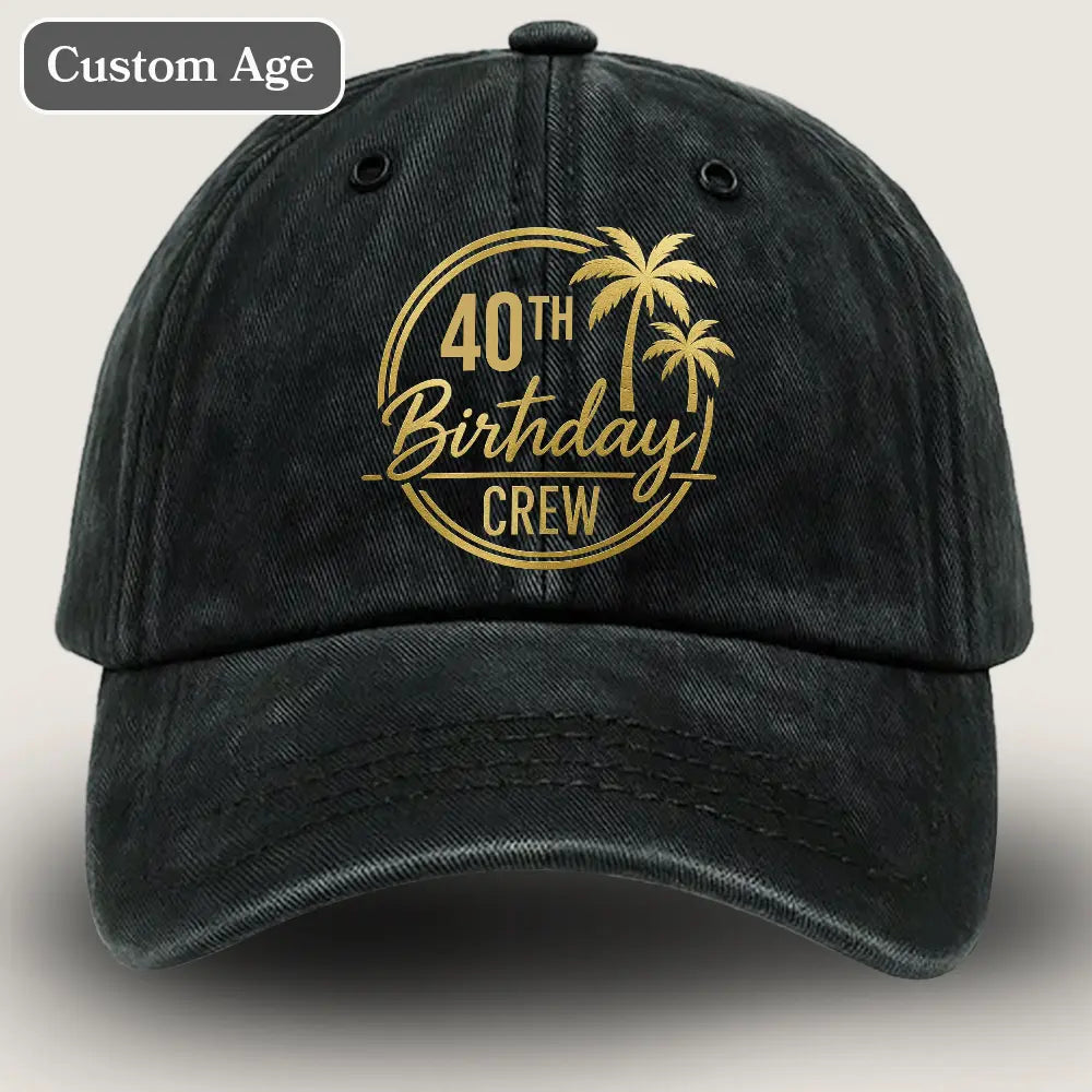 40th Birthday Crew and 40th Birthday Gift - Washed Denim Cap