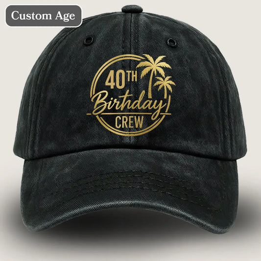 40th Birthday Crew and 40th Birthday Gift - Washed Denim Cap