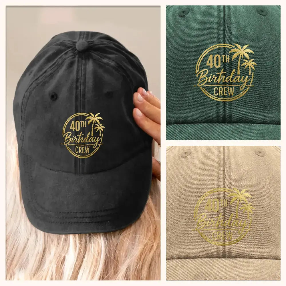 40th Birthday Crew and 40th Birthday Gift - Washed Denim Cap Duconspace