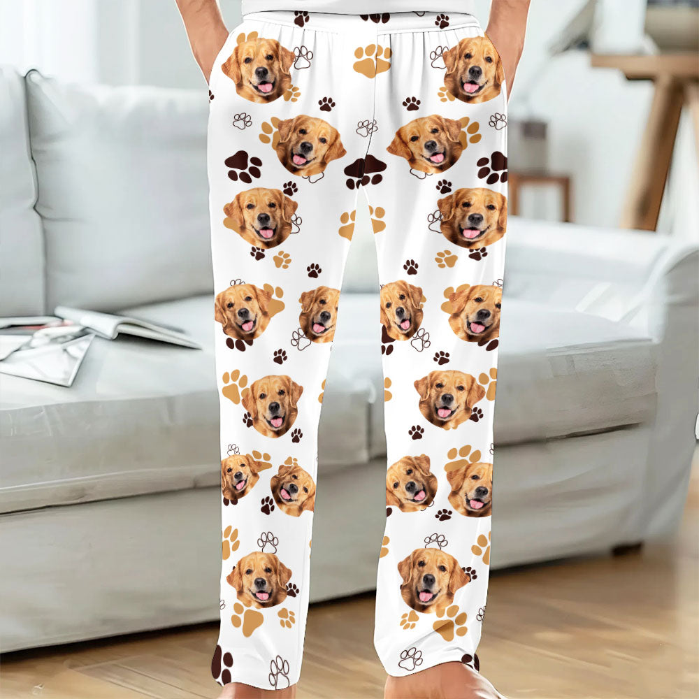 Personalized Pet Pajama Pants – Custom Dog or Cat Face Lounge Pants - Style 4