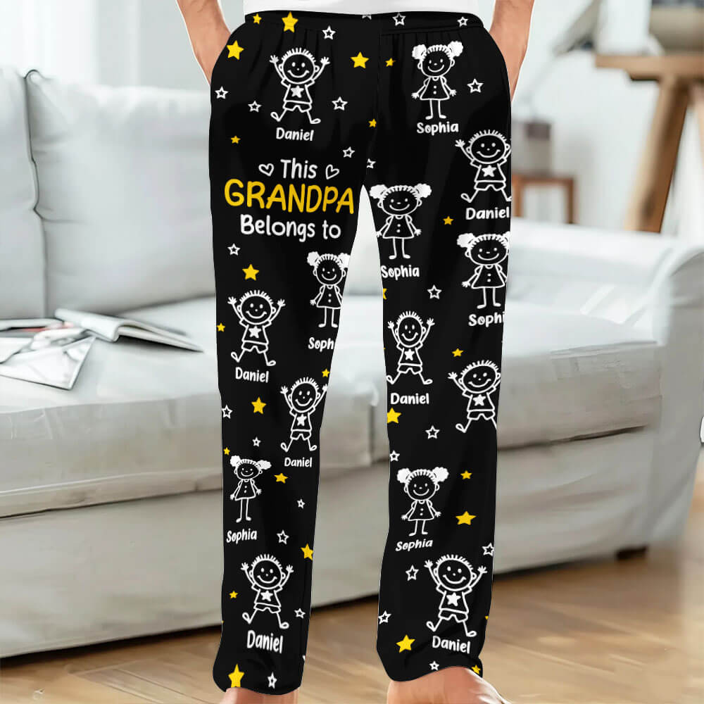 This Grandpa Belongs to - Personalized Pajama Pants, Gift for Grandpa, Dad