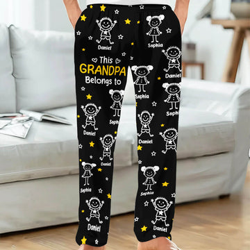 This Grandpa Belongs to - Personalized Pajama Pants, Gift for Grandpa, Dad