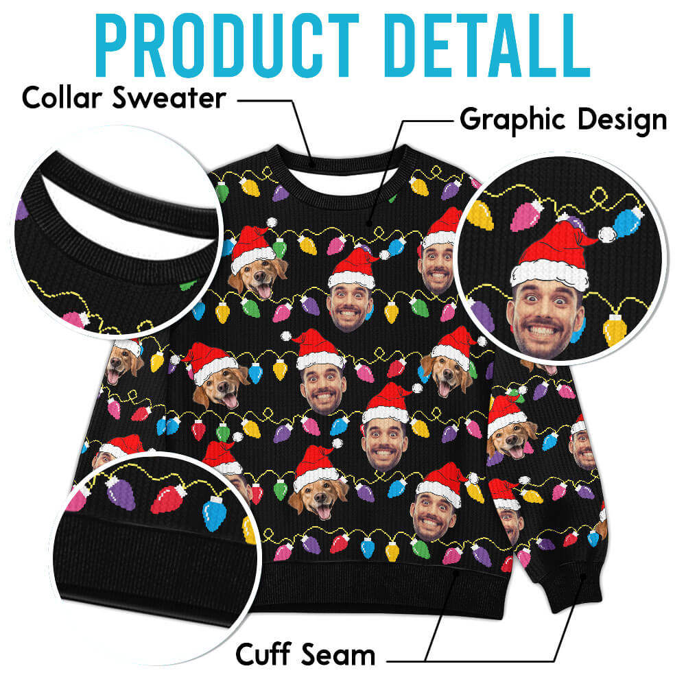Custom Face Christmas Ugly Sweater - Personalize Funny Sweatshirt for Family/friends Gifts
