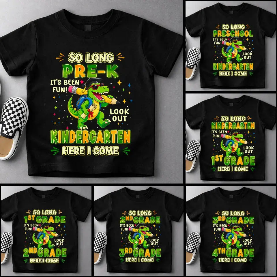 Dino Back To School, Personalized T-Shirt For Kids