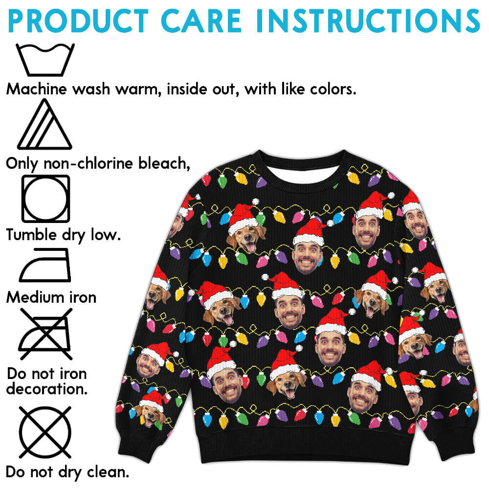 Custom Face Christmas Ugly Sweater - Personalize Funny Sweatshirt for Family/friends Gifts