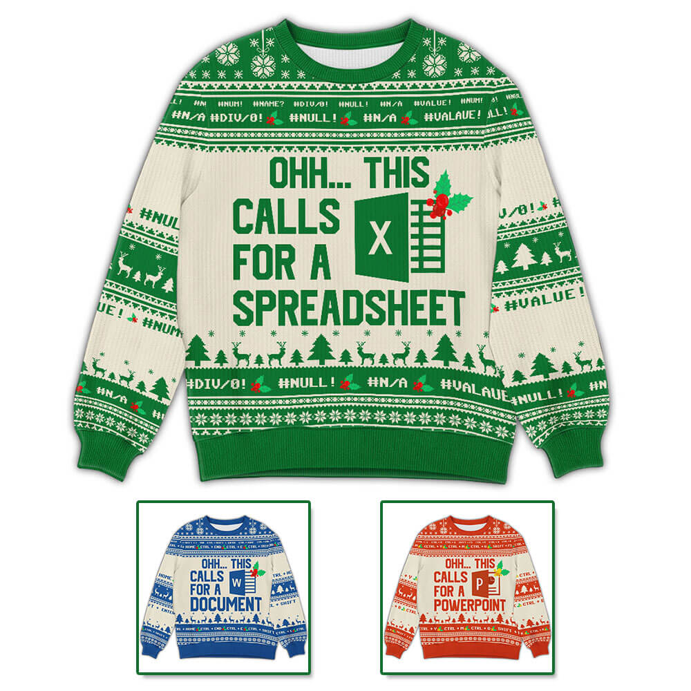Funny Microsoft Word Ugly Christmas Sweater – “Ohh This Calls for a Document” Office Gift