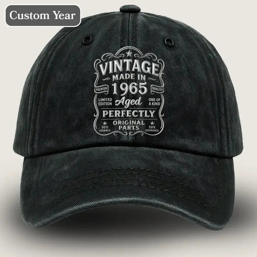60th Birthday Gift Husband – Made in 1965 Washed Denim Cap Duconspace