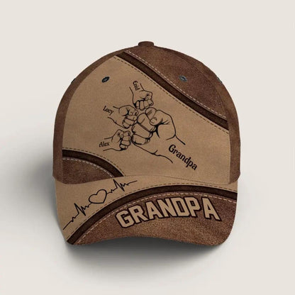 Happiness Is A Grandpa Hug | Personalized Classic Cap Gift for Grandpa