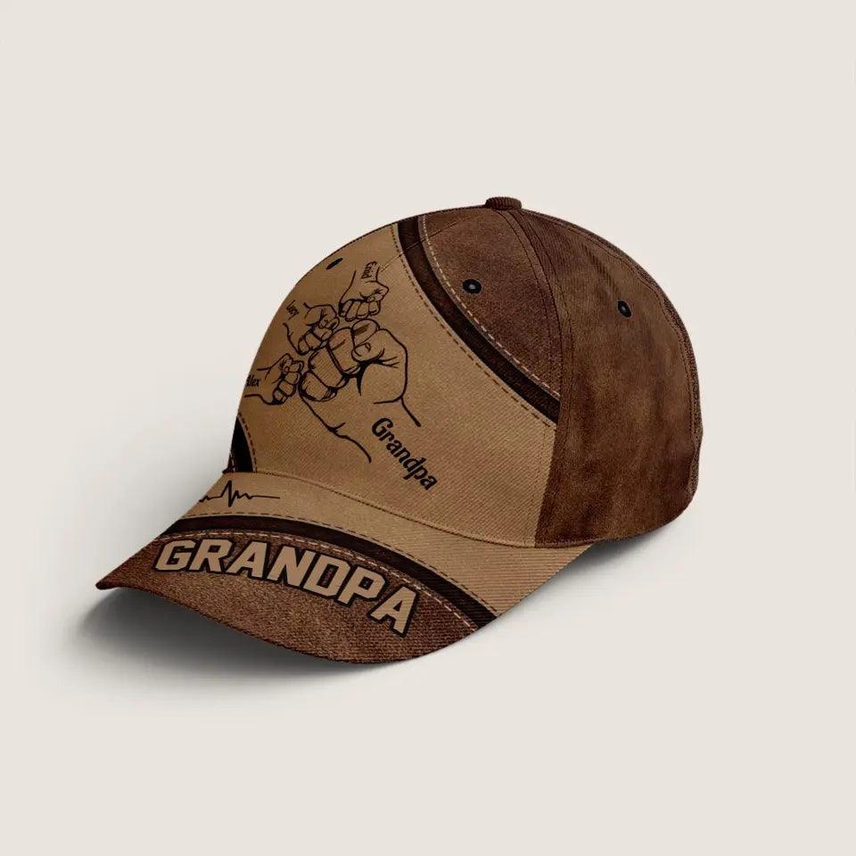 Happiness Is A Grandpa Hug | Personalized Classic Cap Gift for Grandpa