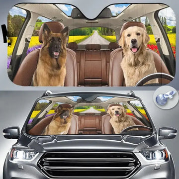 Custom Photo Have Fun Together - Dog & Cat Personalized Custom Auto Sunshade TeeInBlue