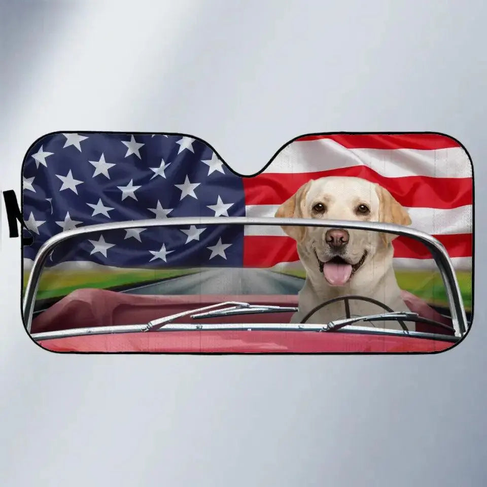 Custom Photo Let's Go On An Adventure - Dog & Cat Personalized Auto Windshield Sunshade TeeInBlue