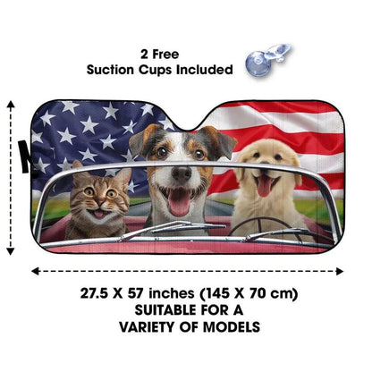 Custom Photo Let's Go On An Adventure - Dog & Cat Personalized Auto Windshield Sunshade