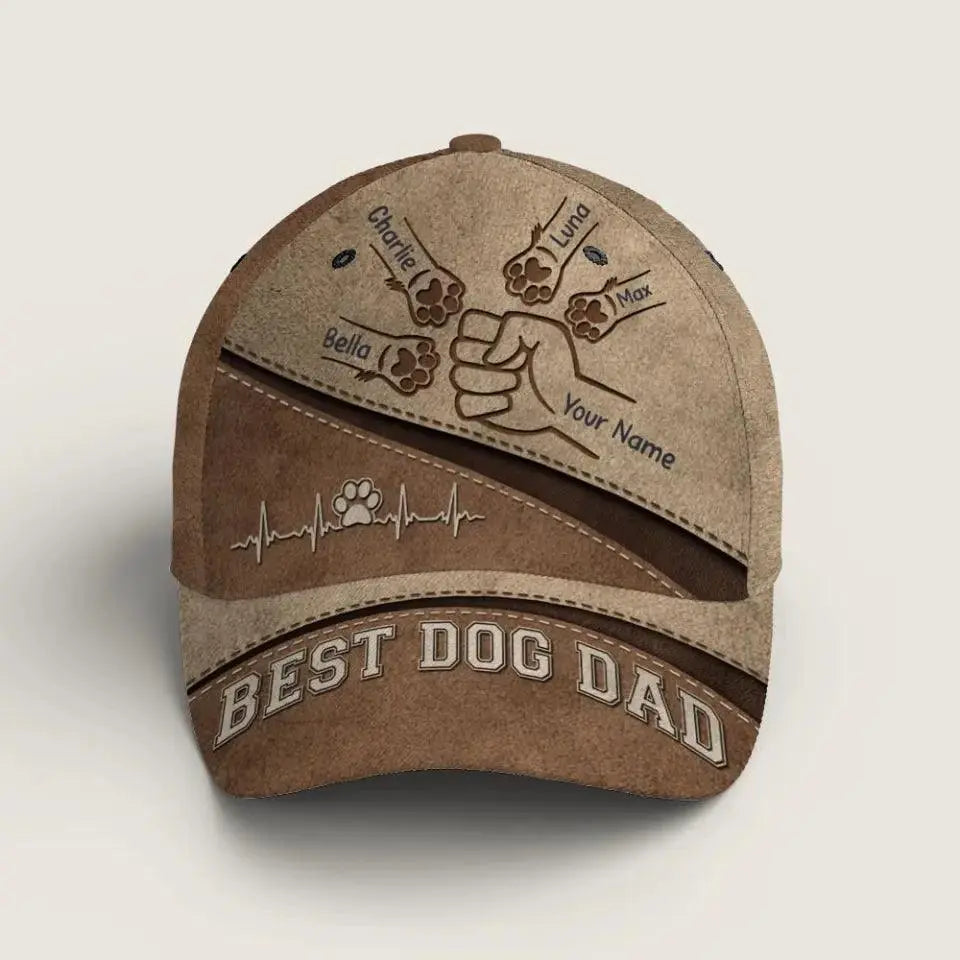 Dogs Leave Paw Prints On Our Hearts - Dog Personalized Custom Hat TeeInBlue