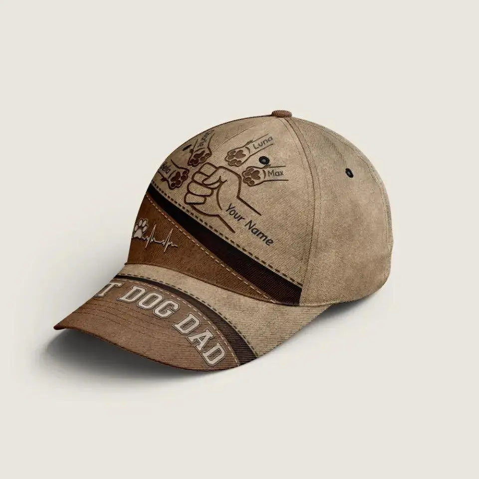 Dogs Leave Paw Prints On Our Hearts - Dog Personalized Custom Hat TeeInBlue